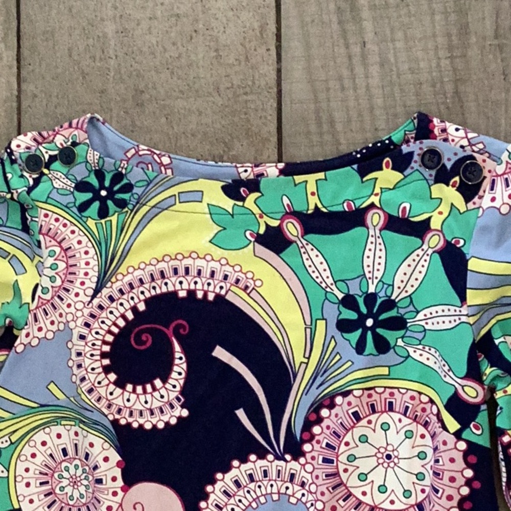 Talbots Multi Color Pattern Dress With Button On … - image 4